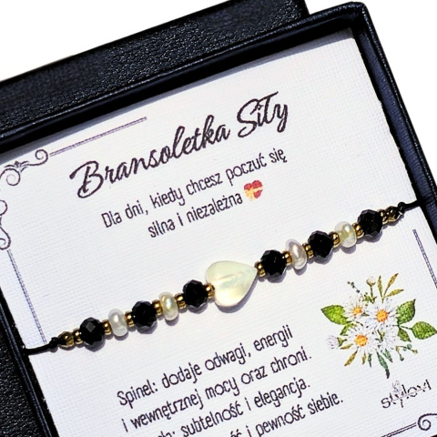 bransoletka Siły - Perłowe Chwile - czarny spinel, perły naturalne, serce, hematyt bransoletka Siły - Perłowe Chwile - czarny spinel, perły naturalne, serce, hematyt