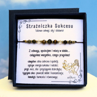 bransoletka Strażniczka Sukcesu - obsydian, cytryn, piryt, tygrysie oko, hematyt