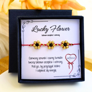 bransoletka szczęścia "3 Lucky Flower" - turmalin, koraliki Toho