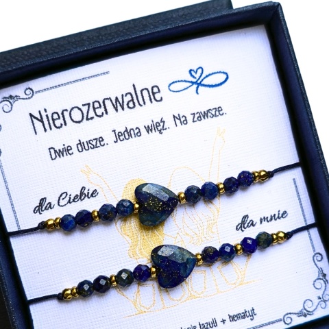 bransoletki "Nierozerwalne!" - dla sióstr, przyjaciółek, mamy i córki lapis lazuli, hematyt