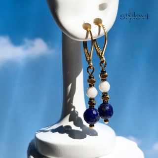 kolczyki GRECJA: lapis lazuli, kamień księżycowy, hematyt