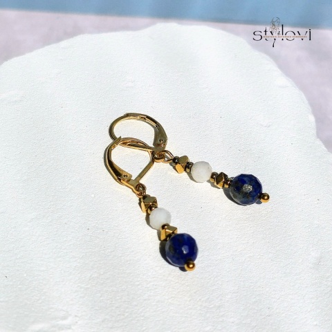 zestaw biżuterii GRECJA: lapis lazuli, kamień księżycowy, hematyt zestaw biżuterii GRECJA: lapis lazuli, kamień księżycowy, hematyt
