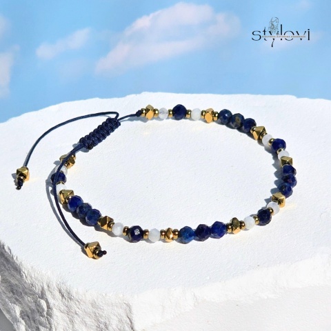 zestaw biżuterii GRECJA: lapis lazuli, kamień księżycowy, hematyt zestaw biżuterii GRECJA: lapis lazuli, kamień księżycowy, hematyt