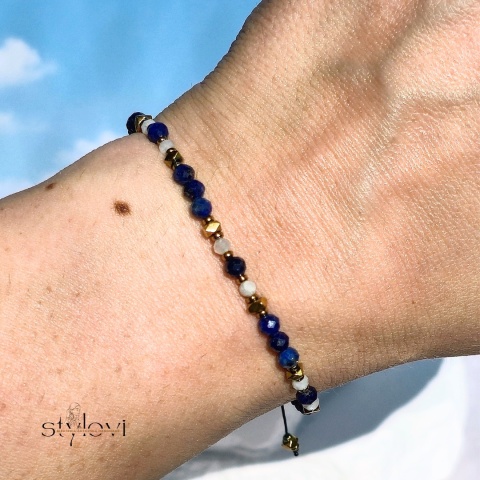 zestaw biżuterii GRECJA: lapis lazuli, kamień księżycowy, hematyt zestaw biżuterii GRECJA: lapis lazuli, kamień księżycowy, hematyt