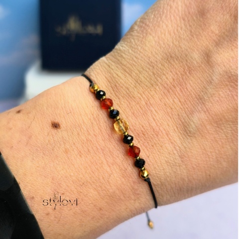 bransoletka ''Życzę Ci": bezpieczeństwa, bogactwa, siły do działania, spokoju - turmalin, cytryn, karneol, hematyt