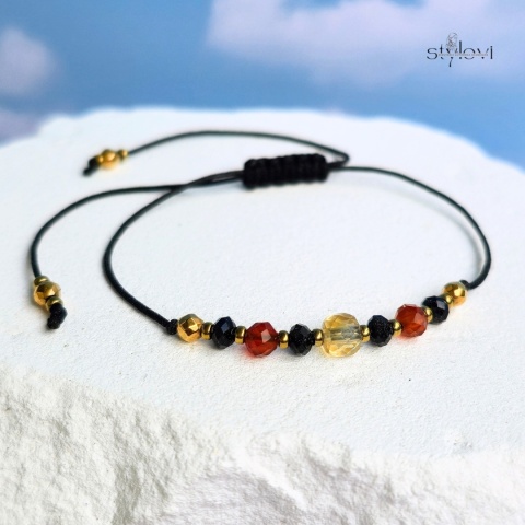 bransoletka ''Życzę Ci": bezpieczeństwa, bogactwa, siły do działania, spokoju - turmalin, cytryn, karneol, hematyt