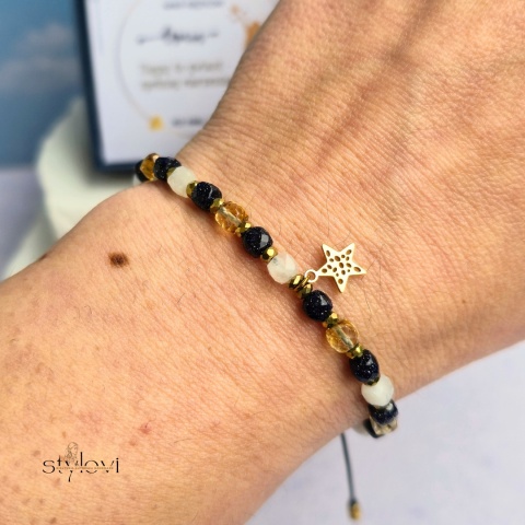 bransoletka DREAM: cytryn, kamień księżycowy, noc kairu, hematyt
