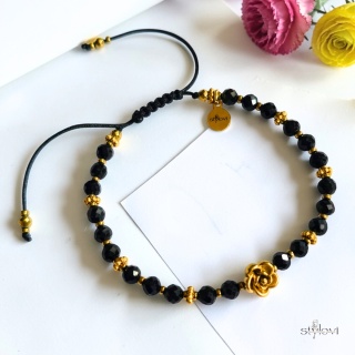 bransoletka NOIR ROSE: turmalin, hematyt, róża