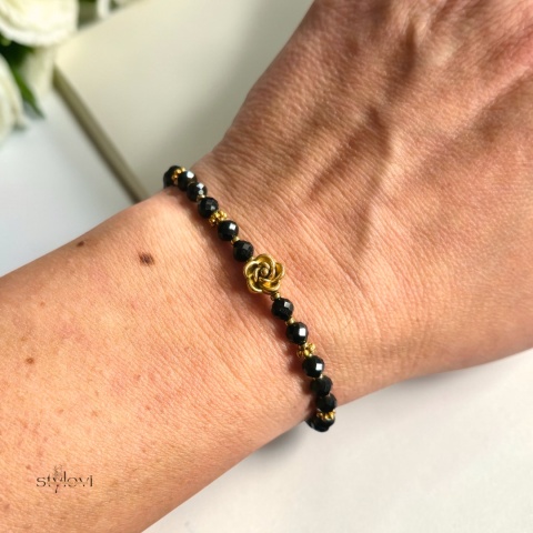 bransoletka NOIR ROSE: turmalin, hematyt, róża