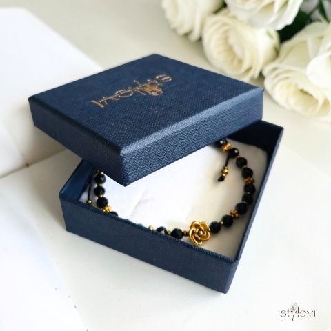 bransoletka NOIR ROSE: turmalin, hematyt, róża