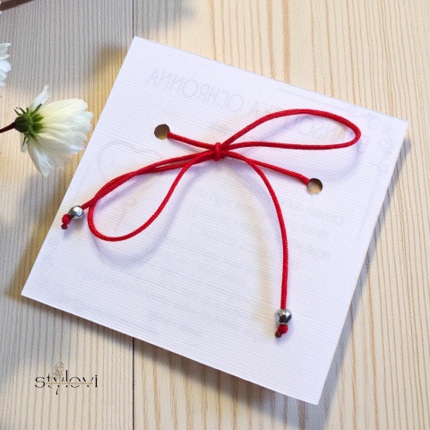 bransoletka SZCZĘŚCIA OCHRONNA - talizman szczęścia czerwony sznurek, turmalin, hematyt - srebrna