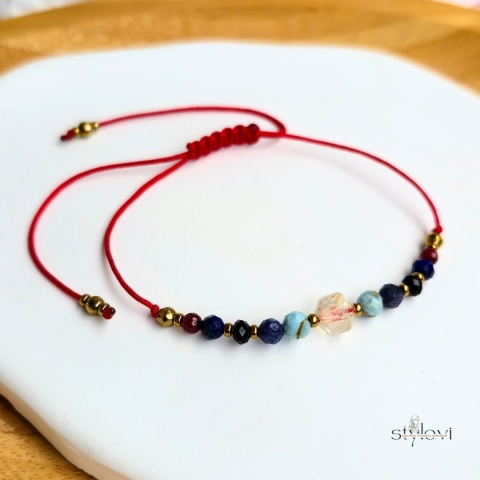 bransoletka TALIZMAN szczęścia MATURZYSTKI - Będę Cię wspierać :) cytryn, larimar, szafir, turmalin, lapis lazuli, granat