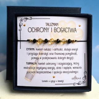 bransoletka TALIZMAN OCHRONY I BOGACTWA: cytryn, turmalin, hematyt
