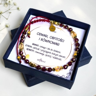 bransoletka Talizman Odwagi, Obfitości i Równowagi: granat, cytryn, hematyt