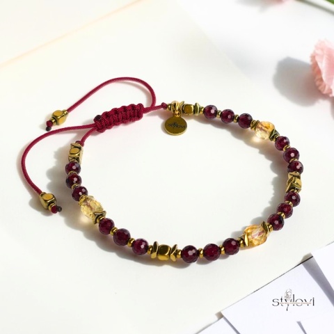 bransoletka Talizman Odwagi, Obfitości i Równowagi: granat, cytryn, hematyt