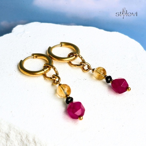 kolczyki Vivid: turmalin, cytryn, agat, hematyt