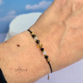 bransoletka ''Życzę Ci": bezpieczeństwa, bogactwa, miłości, spokoju - turmalin, cytryn, kwarc różowy, hematyt