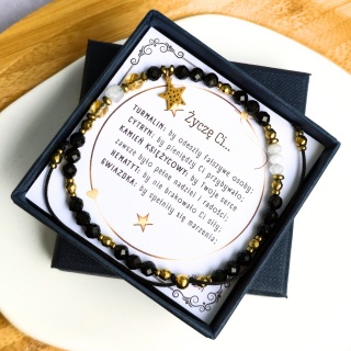 bransoletka "Życzę Ci...": turmalin, cytryn, kamień księżycowy, hematyt