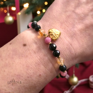 bransoletka "Życzę Ci...": turmalin, cytryn, różowy turmalin, hematyt, serce