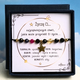 bransoletka "Życzę Ci": turmalin, cytryn, rubin, szafir, hematyt, gwiazdka