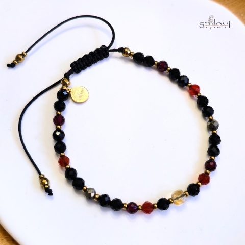 bransoletka z intencją "DZIAŁAM": karneol, granat, piryt, cytryn, onyks, hematyt