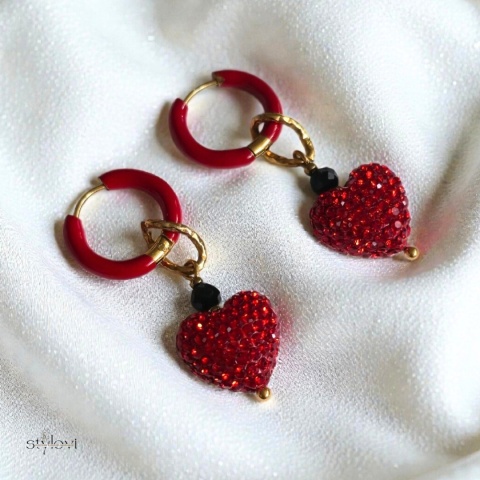 kolczyki AMORE: turmalin, hematyt, serce