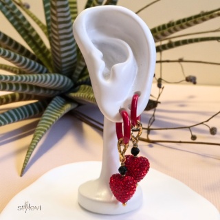 kolczyki AMORE: turmalin, hematyt, serce