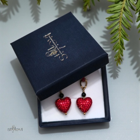 kolczyki AMORE: turmalin, hematyt, serce