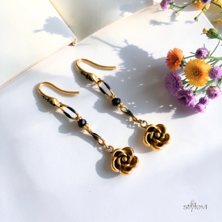 kolczyki NOIR ROSE: turmalin, róża