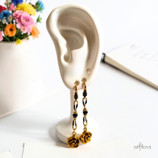 kolczyki NOIR ROSE: turmalin, róża