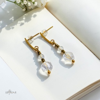 kolczyki SUN DROP: kryształ górski, hematyt