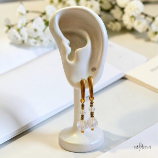 kolczyki SUN DROP: kryształ górski, hematyt