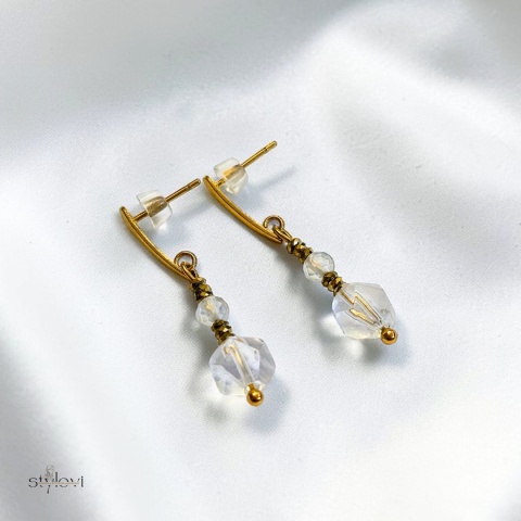 kolczyki SUN DROP: kryształ górski, hematyt