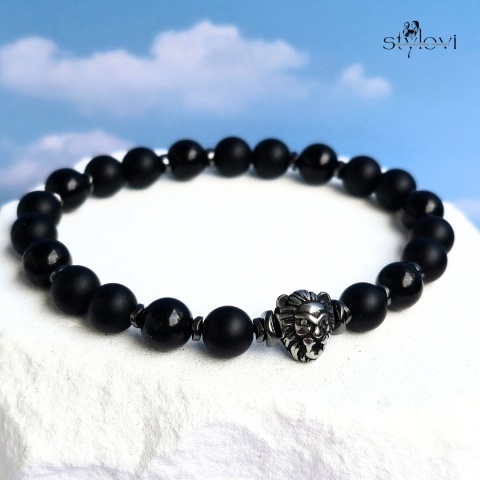 męska bransoletka DARK WARRIOR - siła, odwaga, ochrona: turmalin, onyks, hematyt