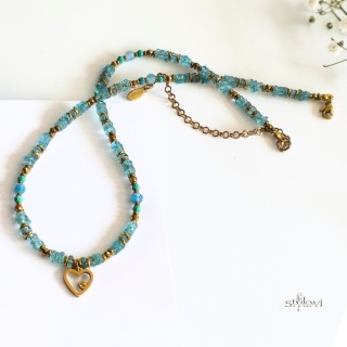 naszyjnik Blue Aura: apatyt, chalcedon, howlit, hematyt