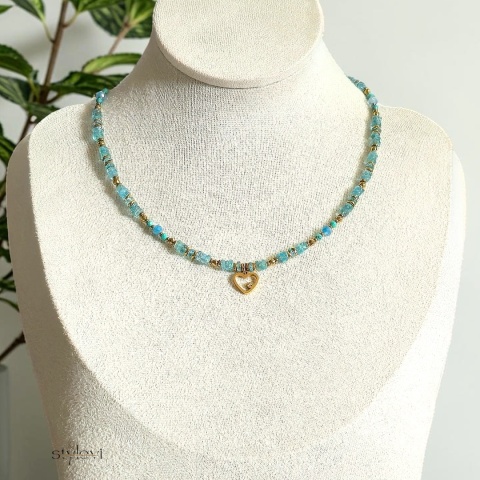 naszyjnik Blue Aura: apatyt, chalcedon, howlit, hematyt