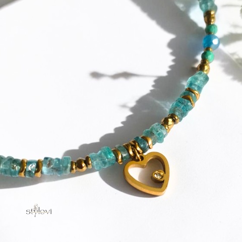 naszyjnik Blue Aura: apatyt, chalcedon, howlit, hematyt