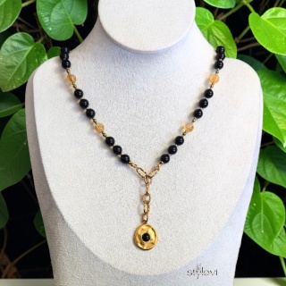 naszyjnik ECLIPSE: turmalin, cytryn, hematyt (45 - 53 cm)