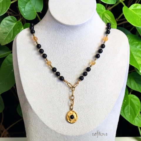 naszyjnik ECLIPSE: turmalin, cytryn, hematyt (45 - 53 cm)