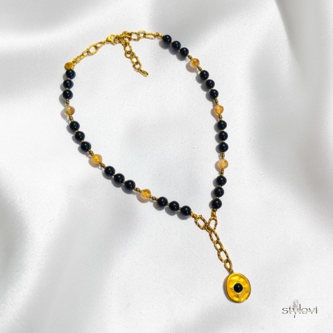 naszyjnik ECLIPSE: turmalin, cytryn, hematyt (45 - 53 cm)