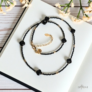 naszyjnik FELICE: turmalin, hematyt, koniczynka marokńska (42 - 47 cm)