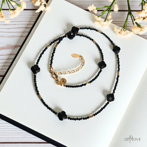 naszyjnik FELICE: turmalin, hematyt, koniczynka marokńska (42 - 47 cm)