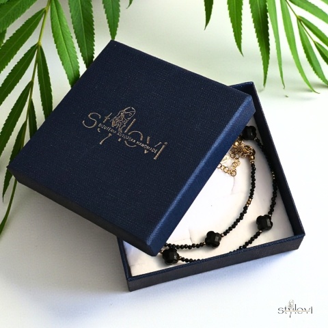 naszyjnik FELICE: turmalin, hematyt, koniczynka marokńska (42 - 47 cm)