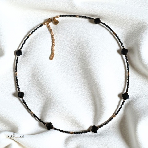 naszyjnik FELICE: turmalin, hematyt, koniczynka marokńska