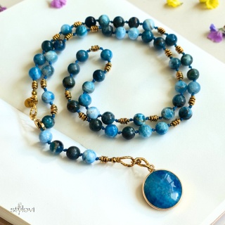 naszyjnik SERENITE: apatyt, agat, hematyt (78 cm)