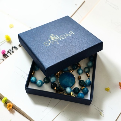 naszyjnik SERENITE: apatyt, agat, hematyt (78 cm)