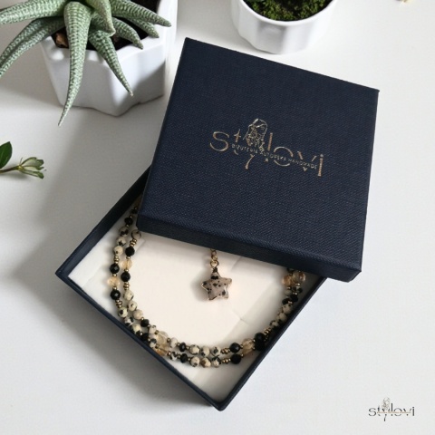 naszyjnik STELLA: jaspis dalmatyński, turmalin, cytryn, hematyt, gwiazdka