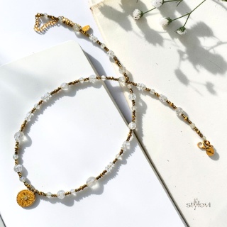 naszyjnik SUN DROP: kryształ górski, hematyt (ok. 50 - 57 cm)