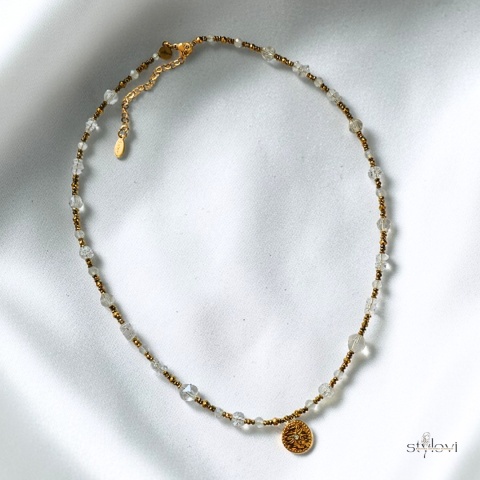 naszyjnik SUN DROP: kryształ górski, hematyt (ok. 50 - 57 cm)