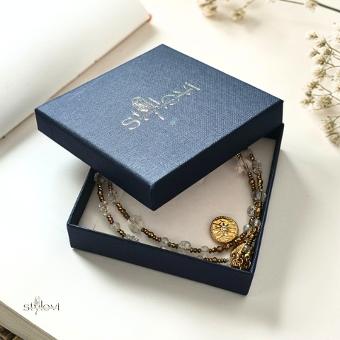 naszyjnik SUN DROP: kryształ górski, hematyt (ok. 50 - 57 cm)